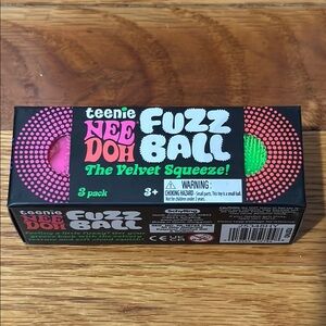 Needoh Teenie Fuzz Ball 3-Pack - Pink, Green, Orange NIB